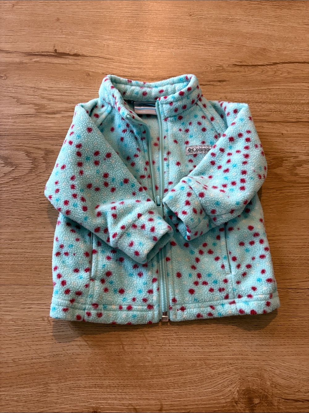 Columbia Aqua Fleece Jacket with Pink Dot Print